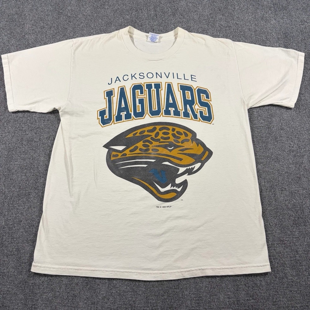 Vintage Jacksonville Jaguars Starter T Shirt Large White 1995 Logo NFL 90s USA
